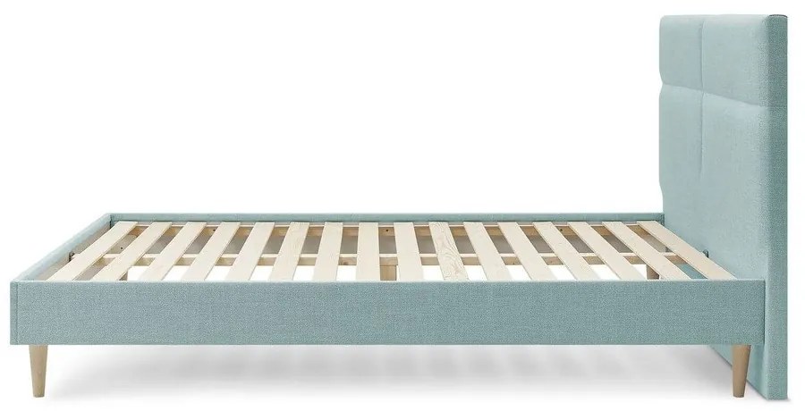 Pat matrimonial 160x200 cm turcoaz tapițat cu somieră Elyna – Bobochic Paris