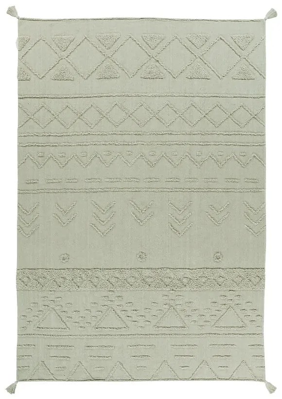 Covor verde deschis lavabil/țesut manual din bumbac 120x160 cm Tribu Olive – Lorena Canals