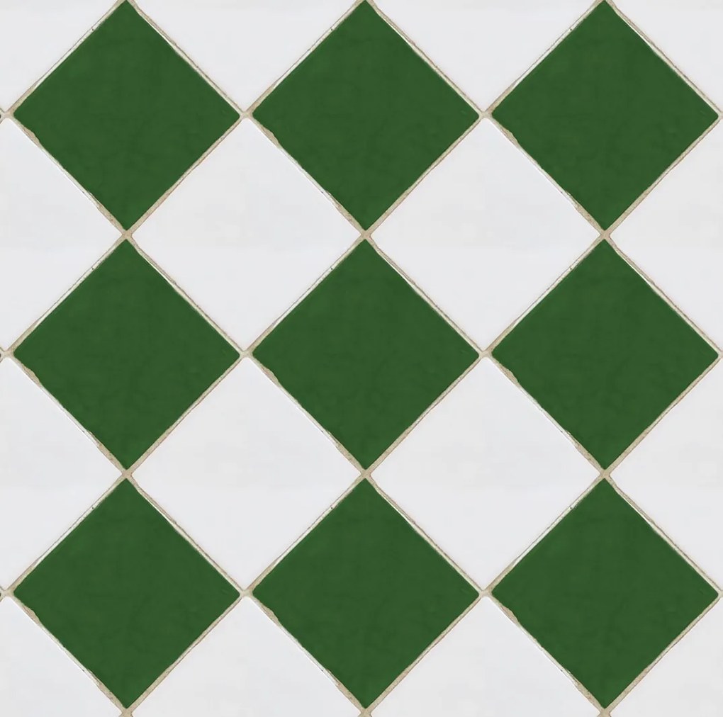 Tapet Checkered Tiles, Green &amp; White, Rebel Walls, 5 mp / rola