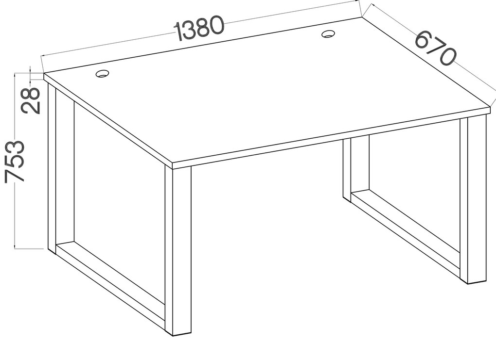 Masă PC Mantela 150 (stejar artisan + negru). 1041349