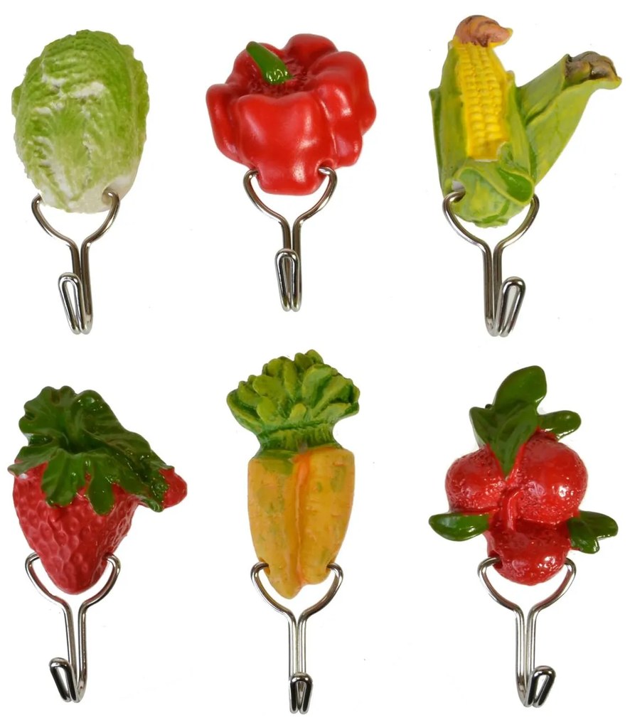 Set 6 agatatori cu autocolant pentru bucatarie, 3D Fruit