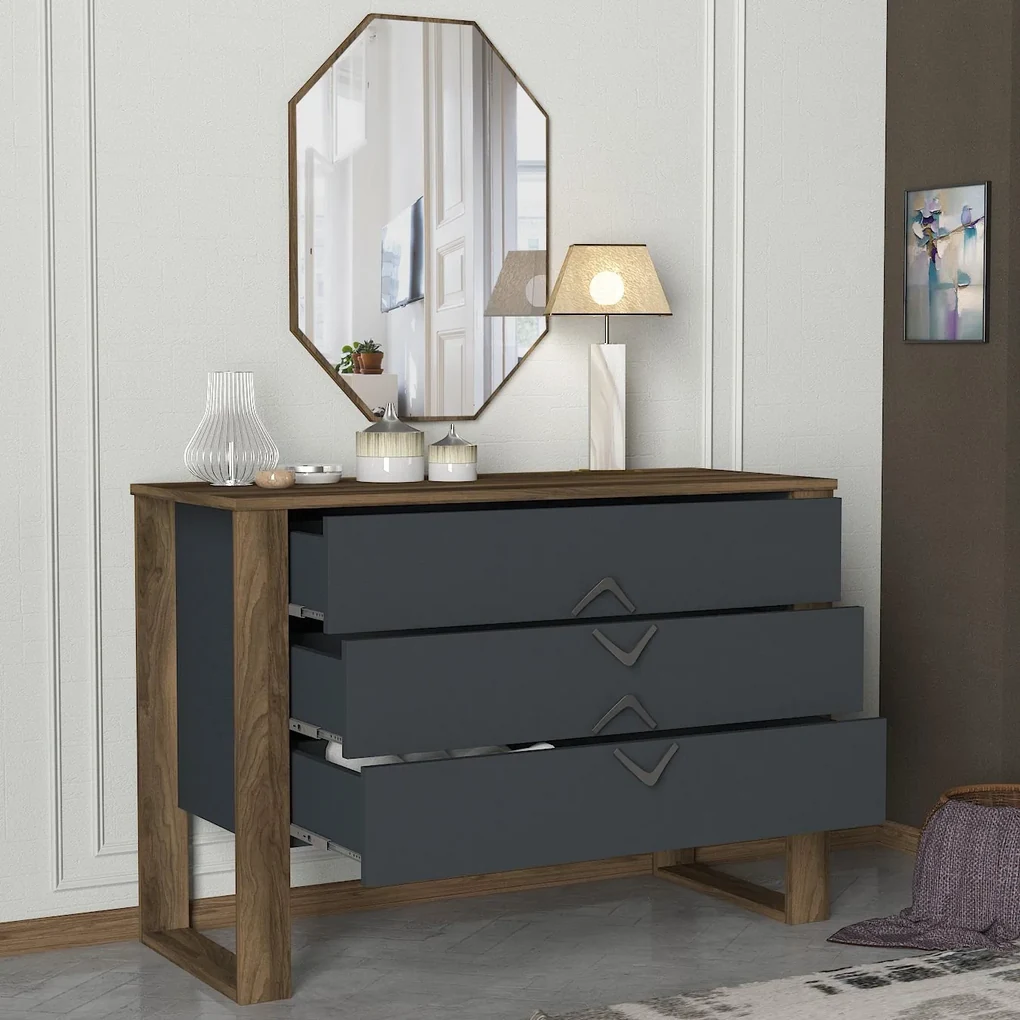 Cabinet Bumerang Aynali - Walnut, Anthracite