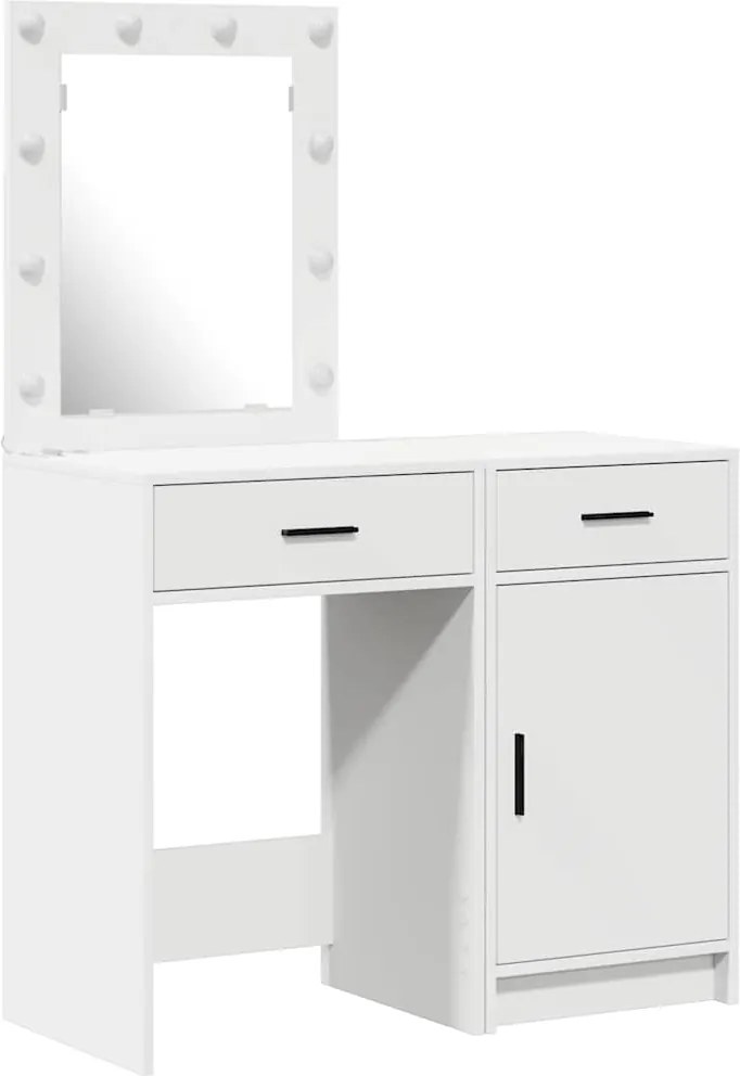 vidaXL Masă de Machiaj cu ușă 2 pcs Alb 50 x 41 x 135 cm Lemn compozit