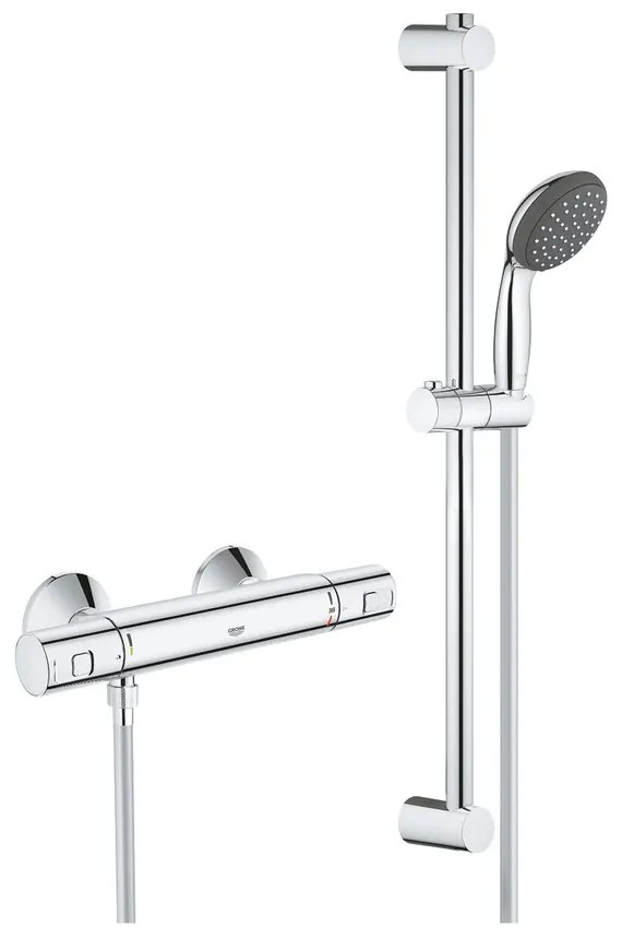 Baterie dus termostatata Grohe Precision Start crom lucios cu set de dus