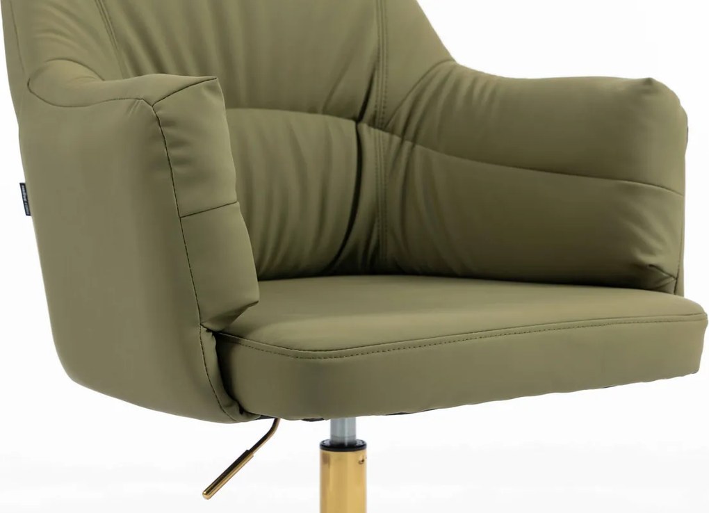 HR840N Scaun Khaki Piele Ecologica Premium Soft cu Bază Aurie