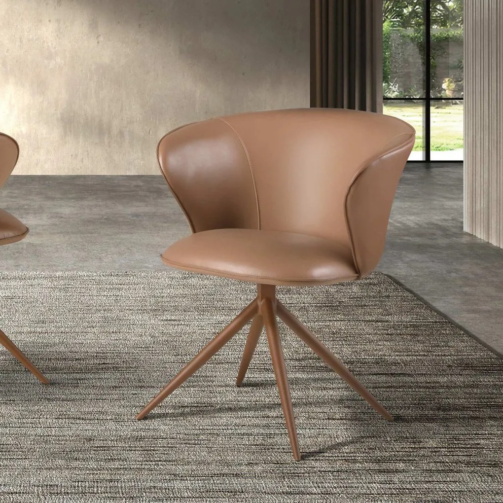 Scaun modern pivotant piele sintetica Camel