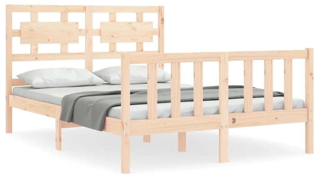 3192556 vidaXL Cadru de pat cu tăblie, 140x200 cm, lemn masiv