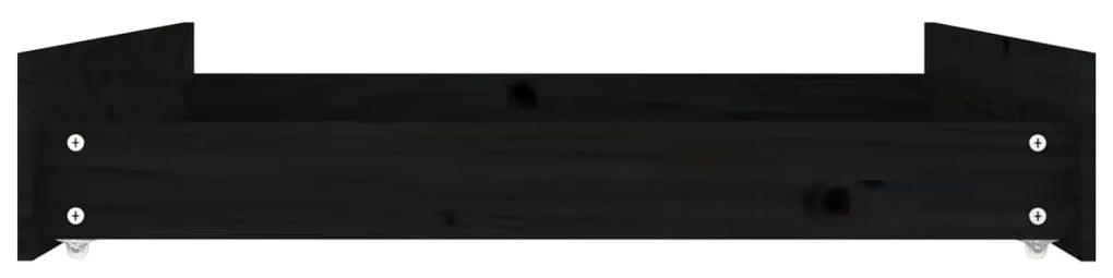 Sertare pentru pat, 2 buc., negru, lemn masiv de pin Negru, 95 x 93 x 18 cm