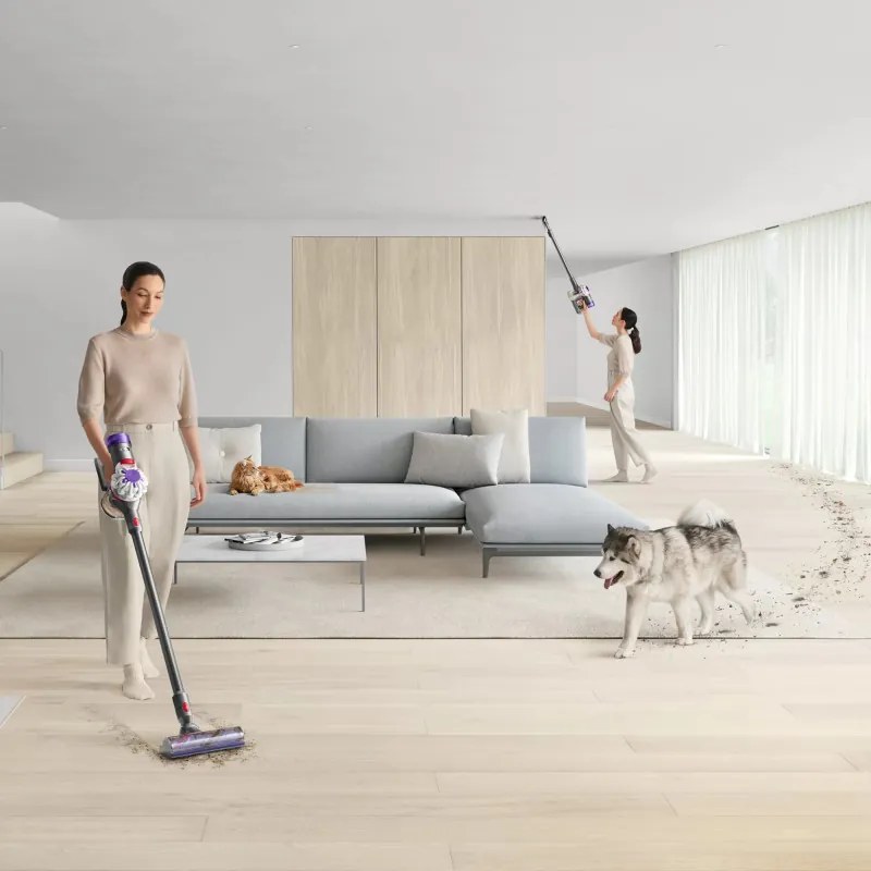 Aspirator vertical Dyson V8 Advanced 492636-01, 130AW, 540ml, 110000 rpm/min, Аutonomie pаnа la 40 min, HEPA, Argintiu