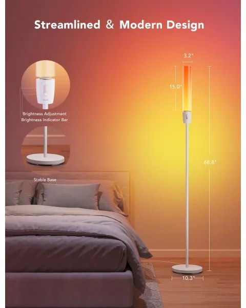 Lampadar LED dimabil Govee CYLINDER SMART RGBICWW 2200-6500K