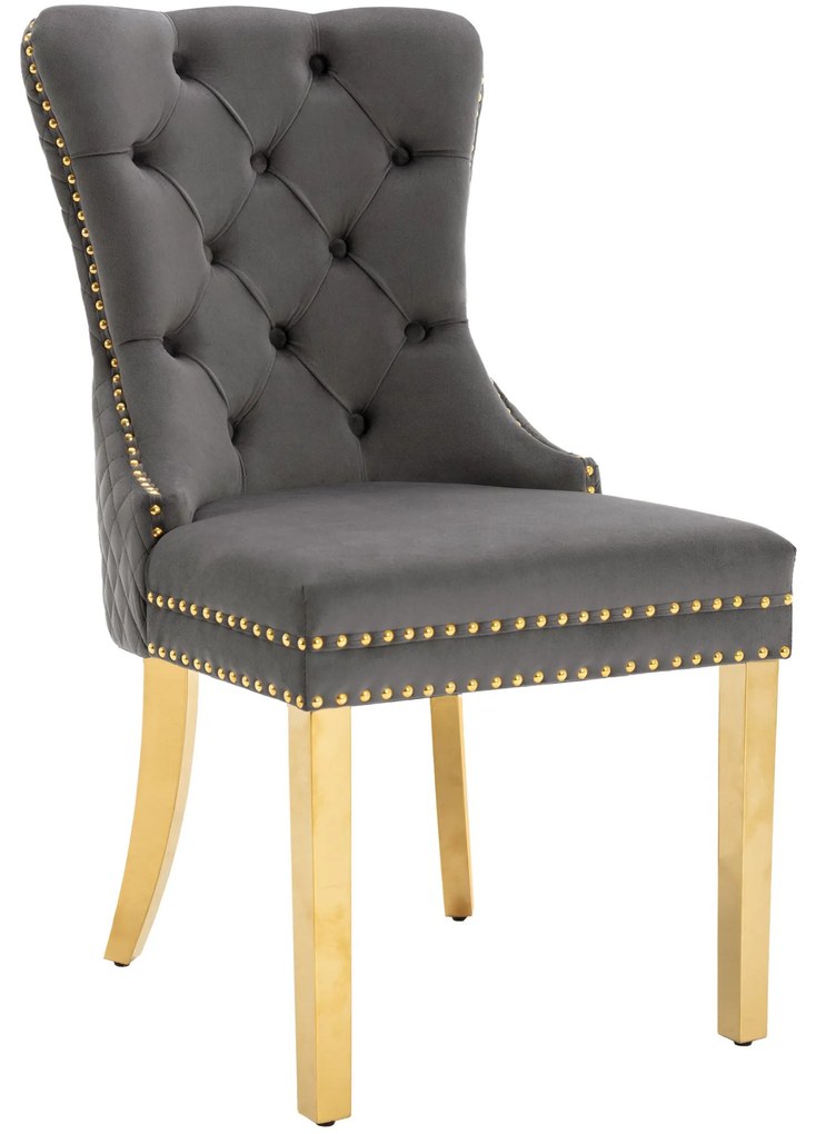 Set de 4 scaune de sufragerie tapițate în catifea, Gri | Aosom Romania