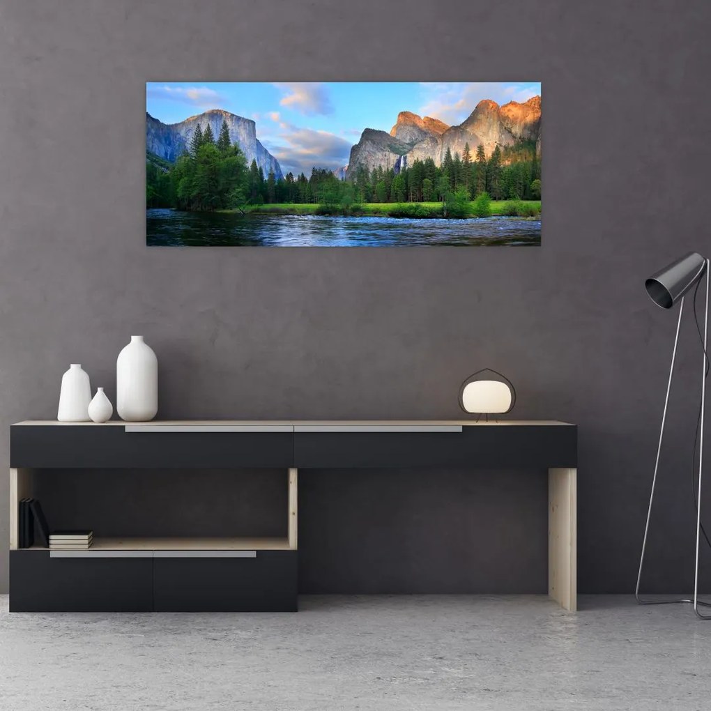 Tablou cu peisaj montan sălbatic (120x50 cm)