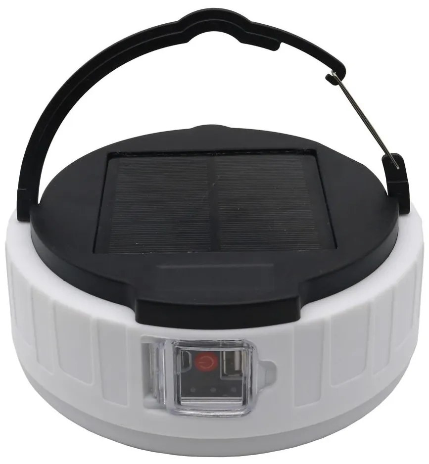 Lampă solară LED 2W 2V 6500K IPX4 2400mAh cu powerbank, neagră