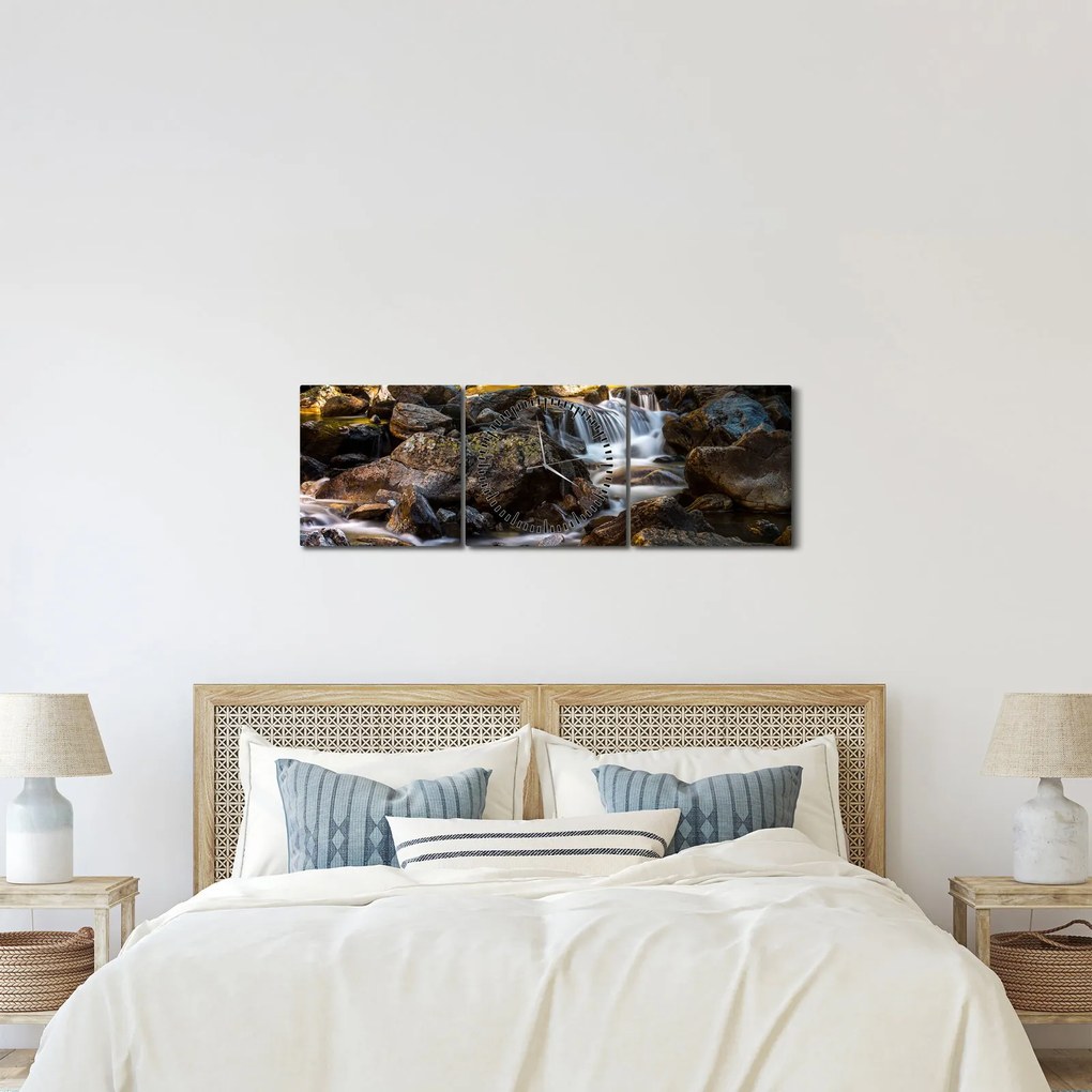 Tablou cu râul pietros (cu ceas) (90x30 cm)
