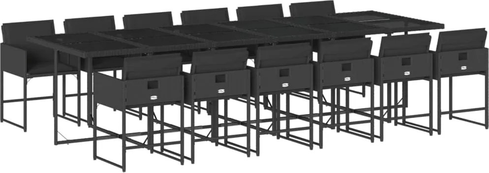vidaXL Set mobilier de grădină cu perne, 13 piese, negru, poliratan