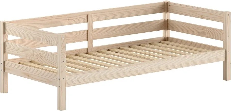Pat pentru copii în culoare naturală din lemn de pin cu somieră 90x200 cm Margrit – Vipack