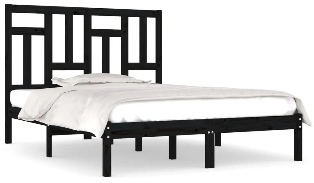 Cadru de pat Super King 6FT, negru, 180x200 cm, lemn masiv pin Negru, 180 x 200 cm