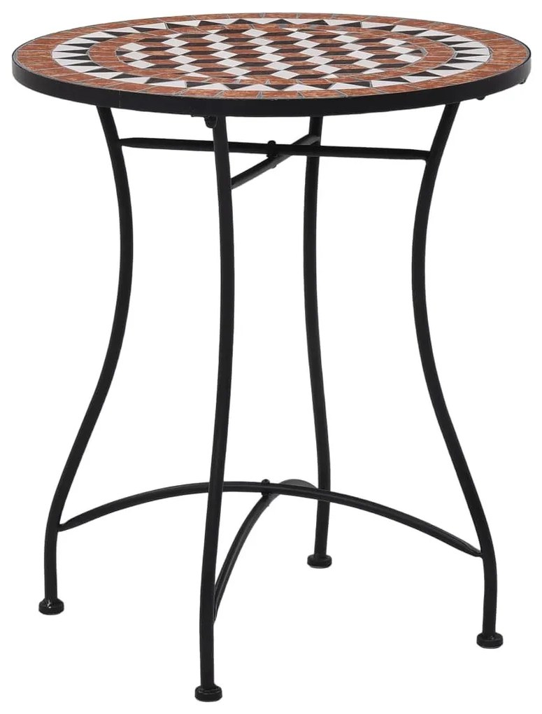 Set de bistro mozaic, 3 piese, caramiziu, placa ceramica