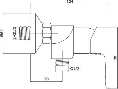 Baterie dus cu montare pe perete, crom, Cersanit Libra
