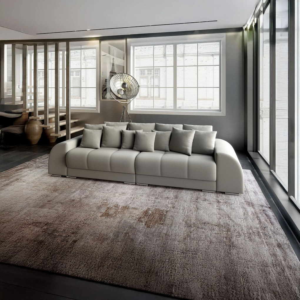 Canapea extensibilă dumonde cu 2 lăzi de depozitare si sezut confortabil din spuma high-density, Verona Royal Grey 310x100 cm