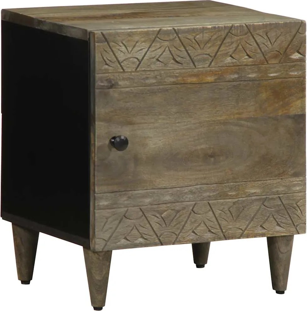 vidaXL Noptiera gri deschis 40x33x46 cm lemn masiv de mango