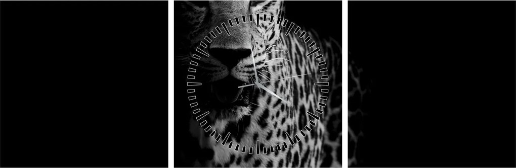 Tablou - Portret de leopard (cu ceas) (90x30 cm)