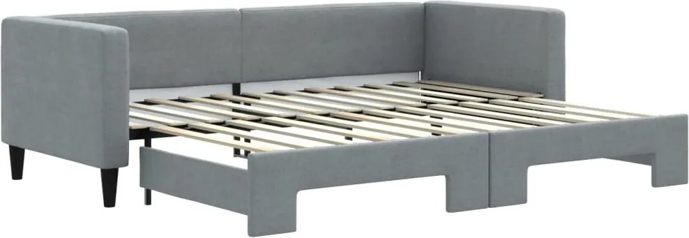 vidaXL Pat de zi cu extensie, gri deschis, 80x200 cm, textil