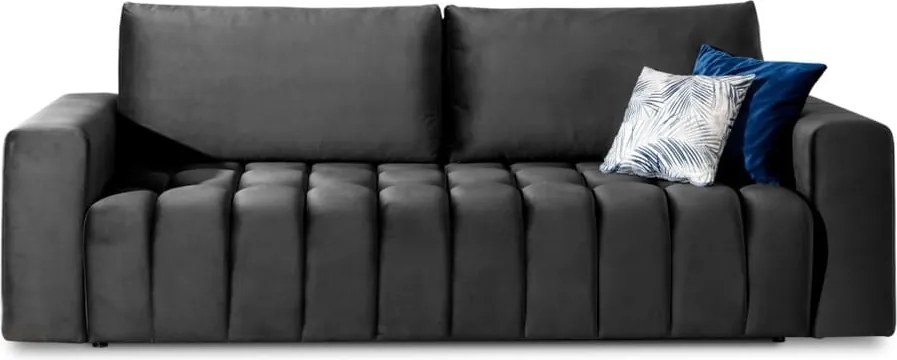 Canapea gri închis extensibilă/cu spațiu de depozitare cu tapițerie din catifea 247 cm Lazaro – ELTAP
