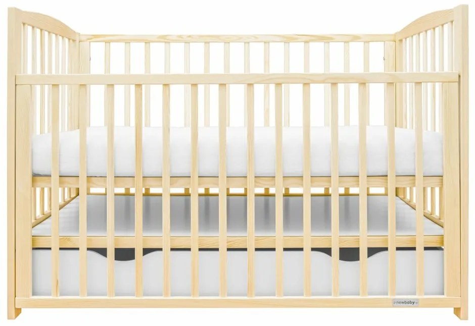 New Baby Pătuț pentru copii Lilly cu laturidetașabile și sertar, natural