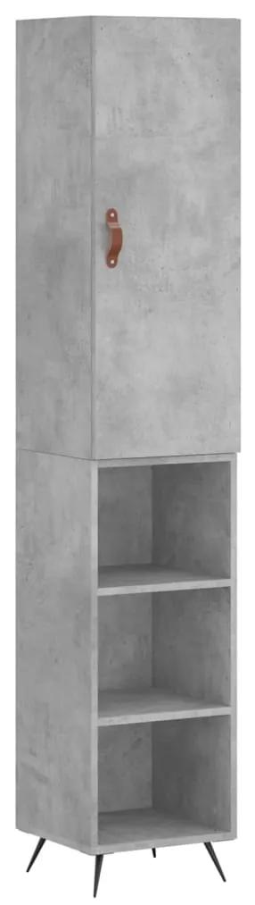 3198957 vidaXL Dulap înalt, gri beton, 34,5x34x180 cm, lemn prelucrat
