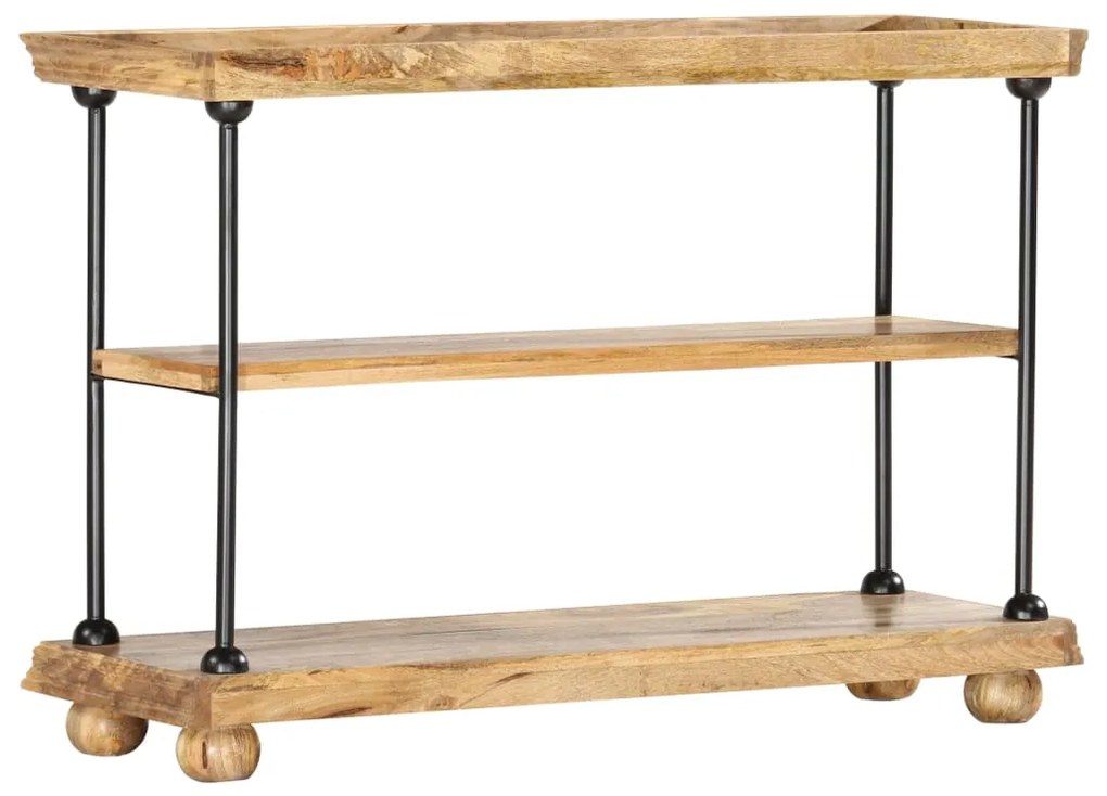 Bibliotecă cu 2 rafturi, 110x35x75 cm, lemn de mango și oțel