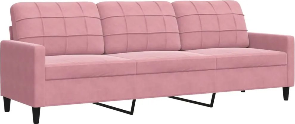 vidaXL Canapea cu 3 locuri, roz, 210 cm, catifea
