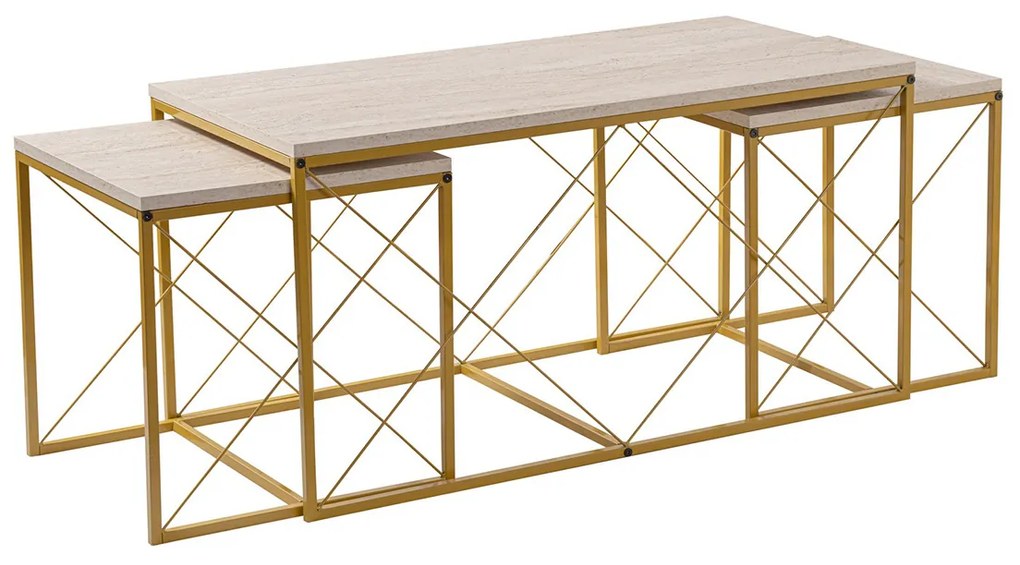 Masă de cafea Defne Gold Travertine