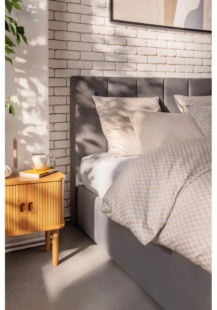 Pat matrimonial gri tapițat cu spațiu de depozitare cu somieră 180x200 cm Thessa Bold Line – Bonami Selection