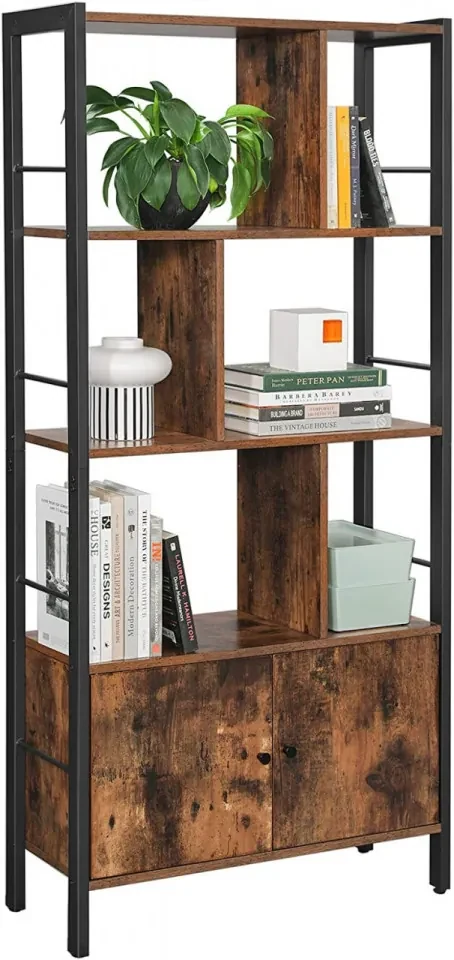 Biblioteca Living, Maro Rustic / Negru, PAL, Vasagle, LBC022B01