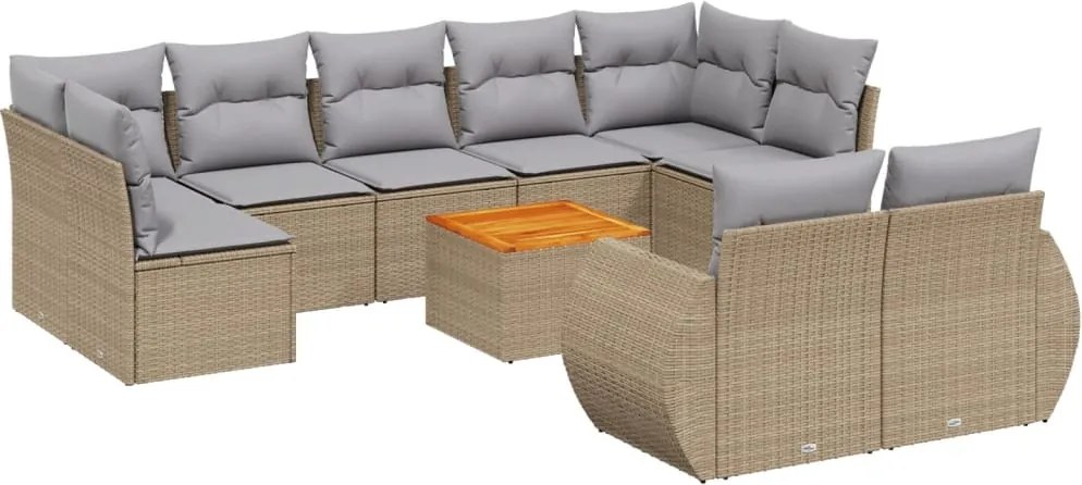 vidaXL Set canapele de grădină cu perne, 10 piese, bej, poliratan