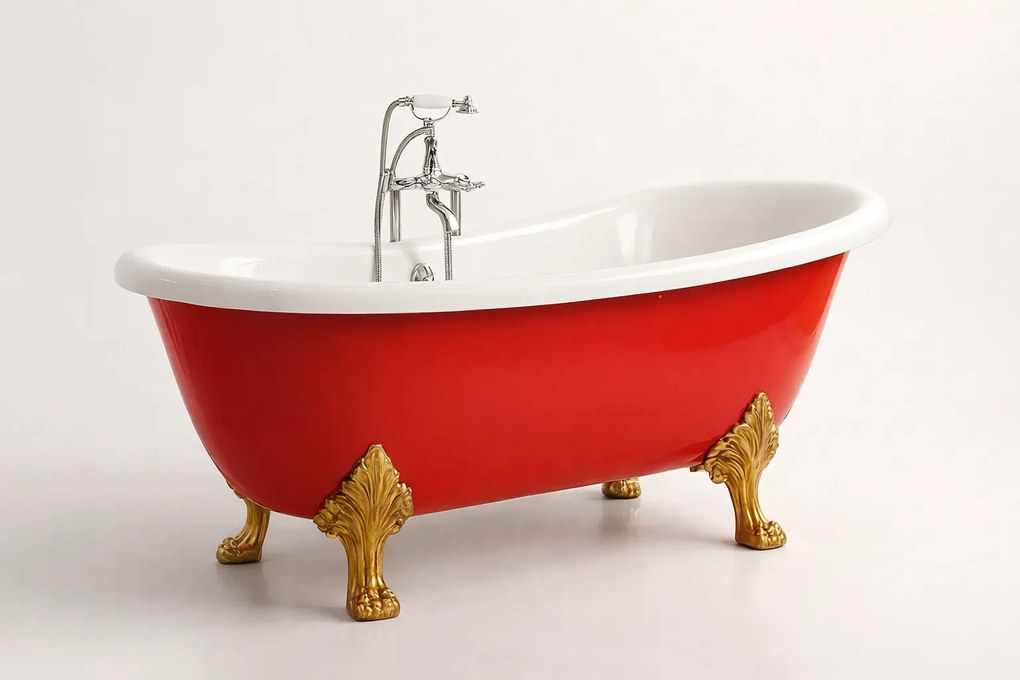 Cada baie freestanding RETRO Rosu