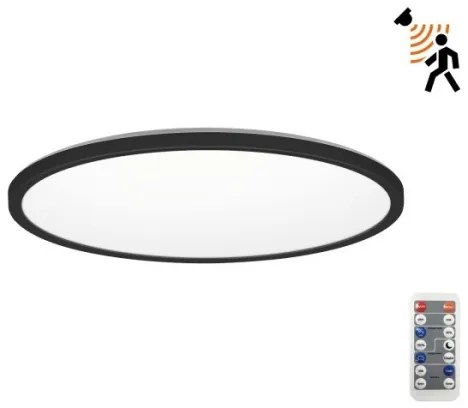 Plafonieră LED cu senzor pentru baie NIVERA LED/12W/230V IP54 d. 22,5 cm negru + telecomandă