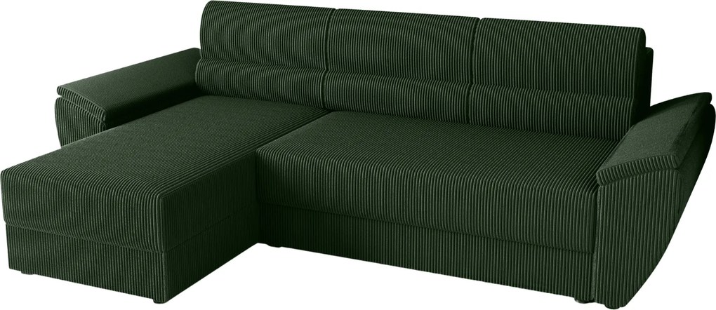 Coltar extensibil de colt TAVERO, verde inchis, reversibil, 251x140 cm
