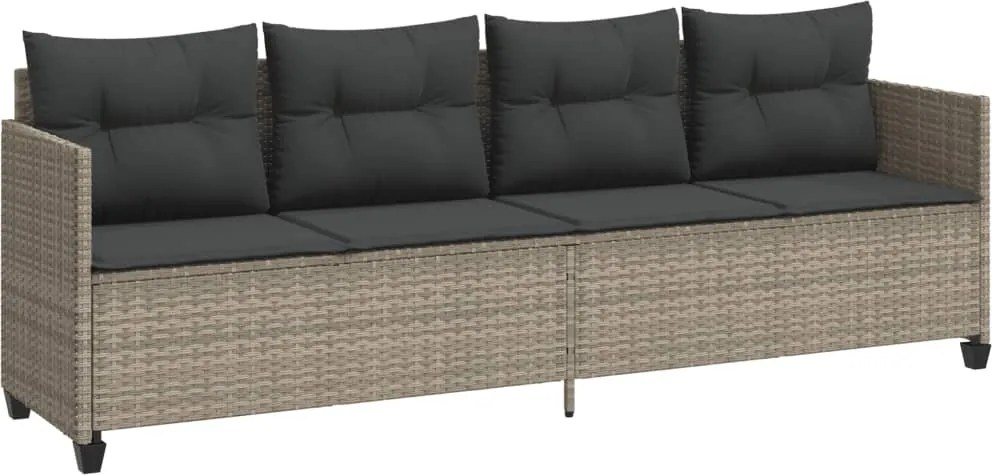 vidaXL Șezlong cu perne, gri deschis, poliratan