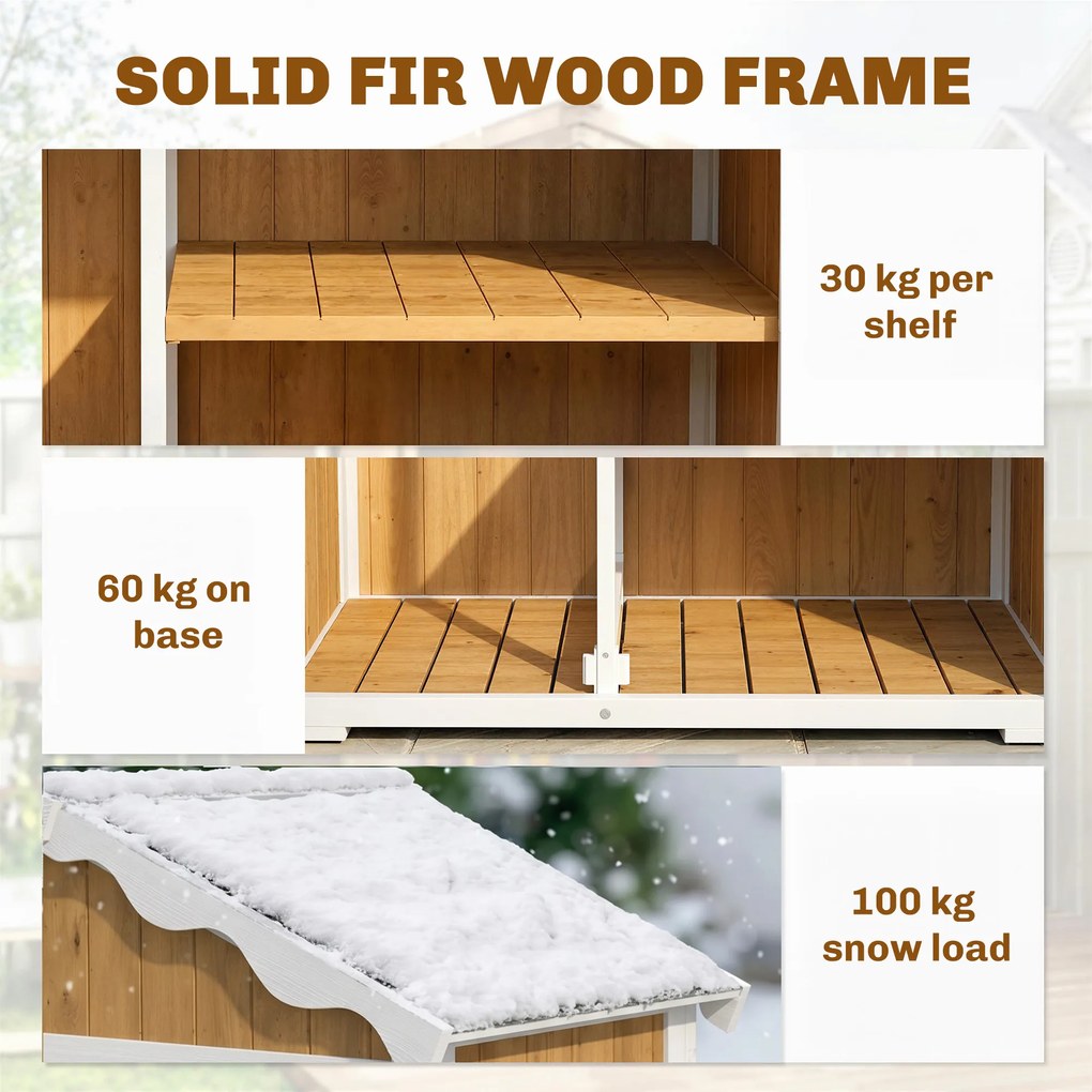 Outsunny Căsuță de grădină din lemn 105x55x179 cm Dulap pentru unelte cu 4 rafturi Acoperiș din metal galvanizat Lemn natural | Aosom Romania