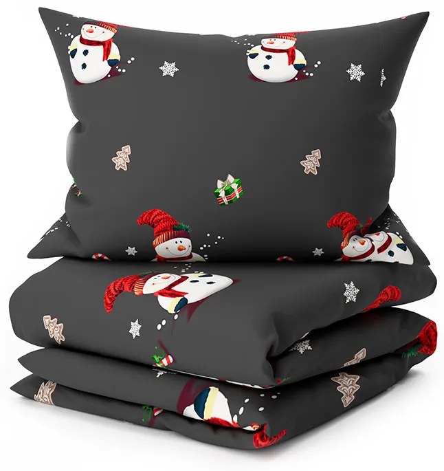 Lenjerie de pat din microfibra WHITE NOWMAN neagra Dimensiune lenjerie de pat: 70 x 80 cm | 140 x 200 cm