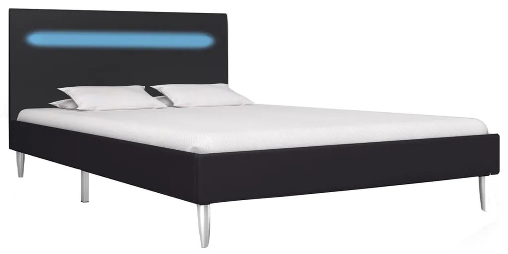 280962 vidaXL Cadru de pat cu LED-uri, negru, 120x200 cm, material textil