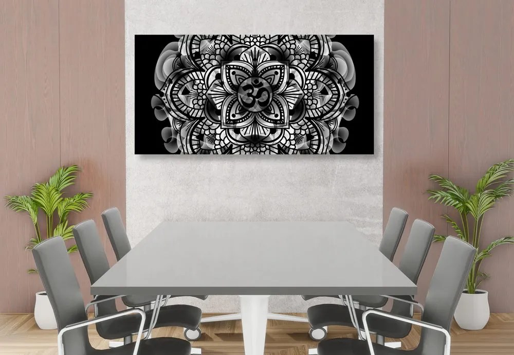 Tablou Mandala sănătății în design alb-negru