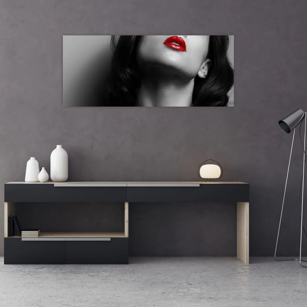 Tablou - Portretul unei femei cu ruj roșu (120x50 cm)