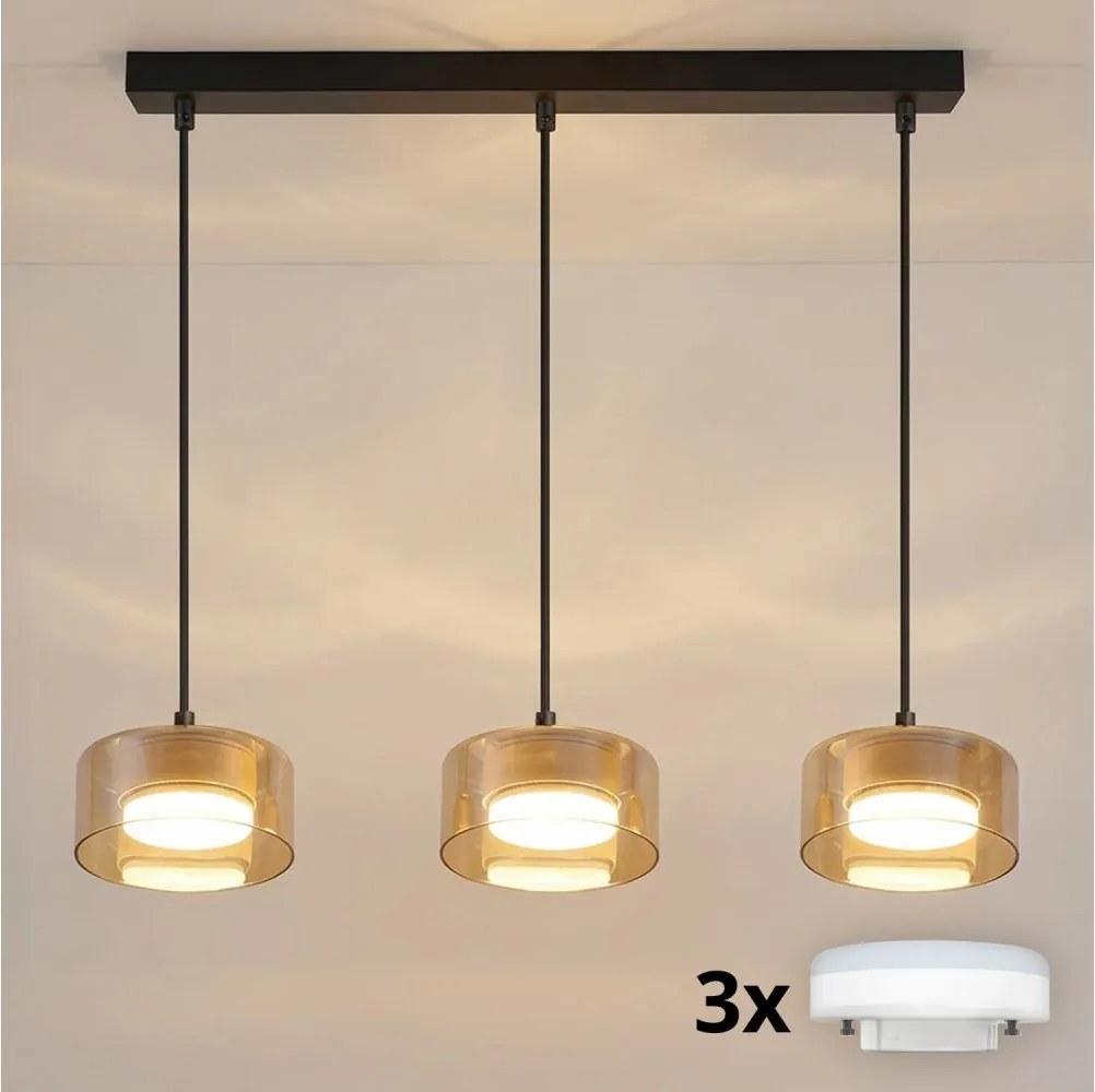 Brilagi - Lustru LED RGB cu dimmer AURA LUX 3xGX53/14W/230V Wi-Fi Tuya negru/auriu
