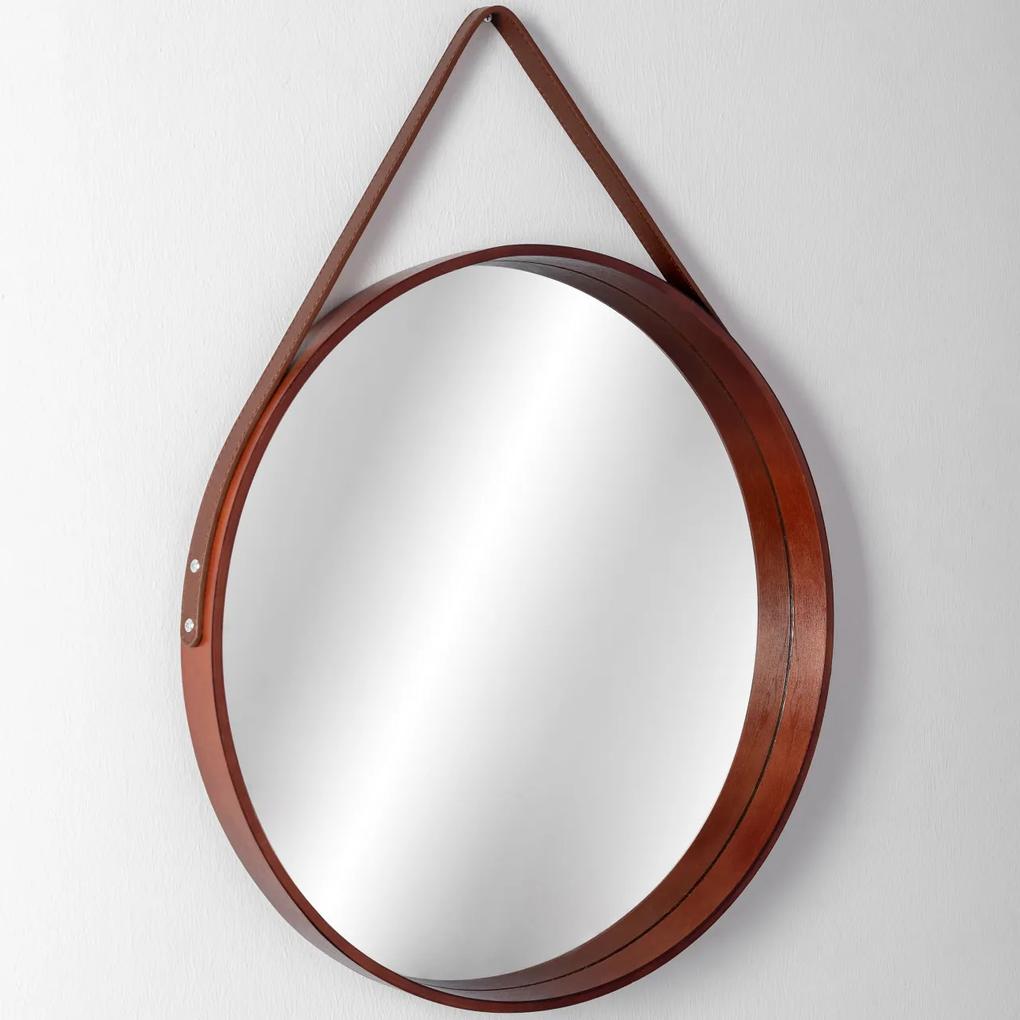 Oglinda rotunda cu rama din lemn 50 cm