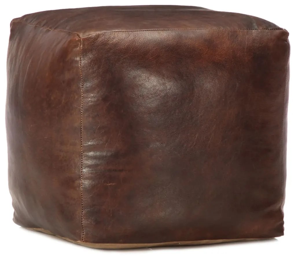 vidaXL Taburet maro închis 40x40x40 cm piele naturală de capră