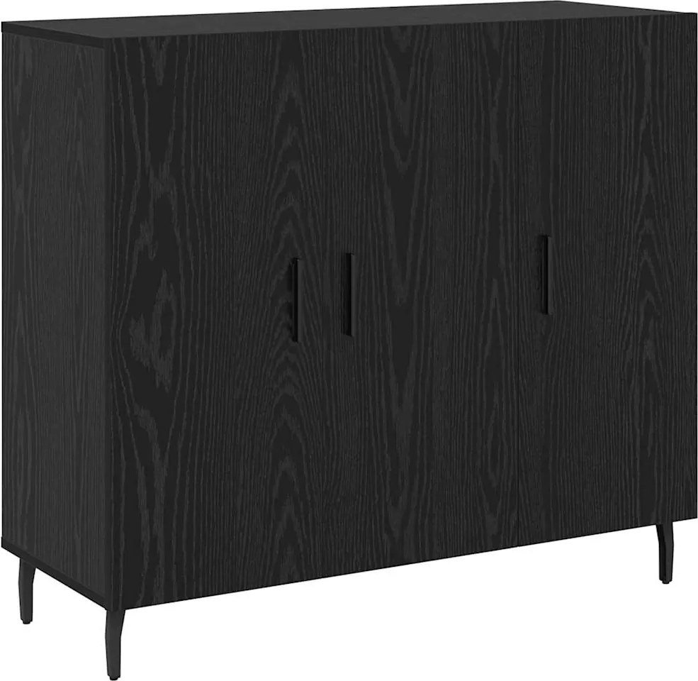 vidaXL Bufet Stejar Negru 90 x 34 x 80 cm Lemn compozit