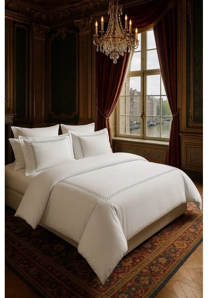 Lenjerie de pat albă din bumbac satinat pentru pat de o persoană cu cearceaf inclus, cu 6 piese 140x200 cm Whispered Serenity – Mila Home Luxury